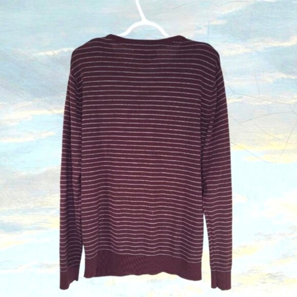 Billabong Men's Sweater Size L V-neck Knitted Striped Preppy - Picture 2 of 6